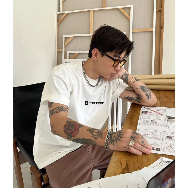 特大码300斤美式男夏季休闲帅气纯棉街头复古设计感短袖t恤上衣服