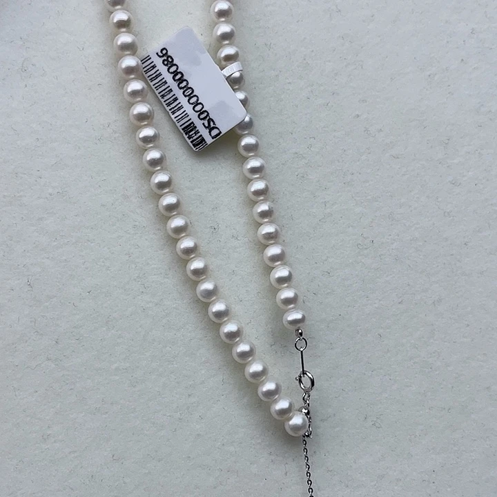 淡水珍珠颈饰银S925镶嵌卡6➕极光冷白