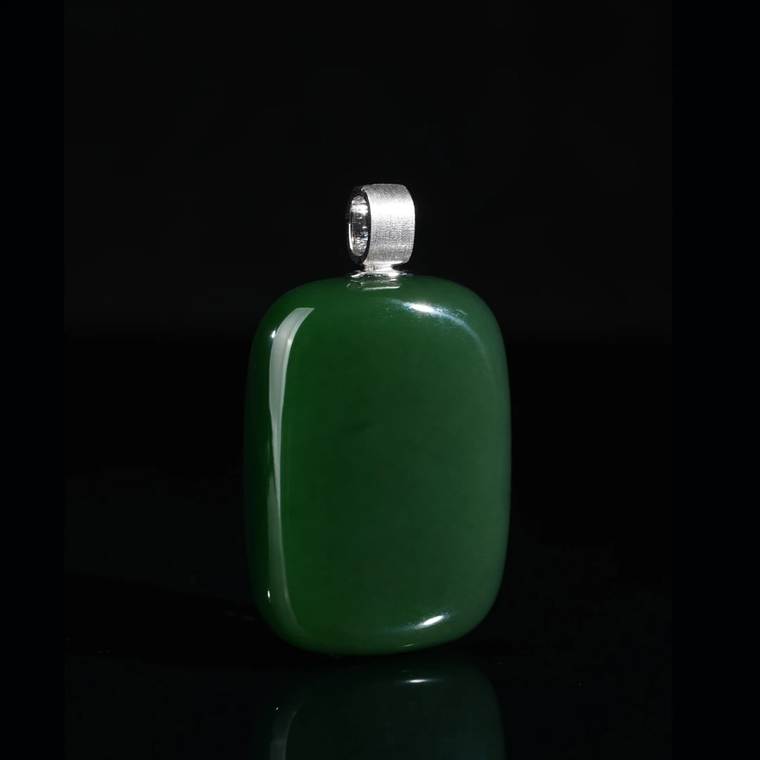 【鹿鸣】无畏 | 18k金超大老料碧玉无事牌吊坠 40*28*12mm不含链 LM