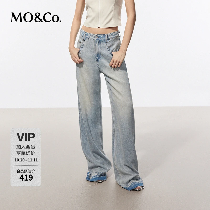 MOCO【天丝牛仔裤】夏拆洗裤脚阔腿裤MBD2JEN002