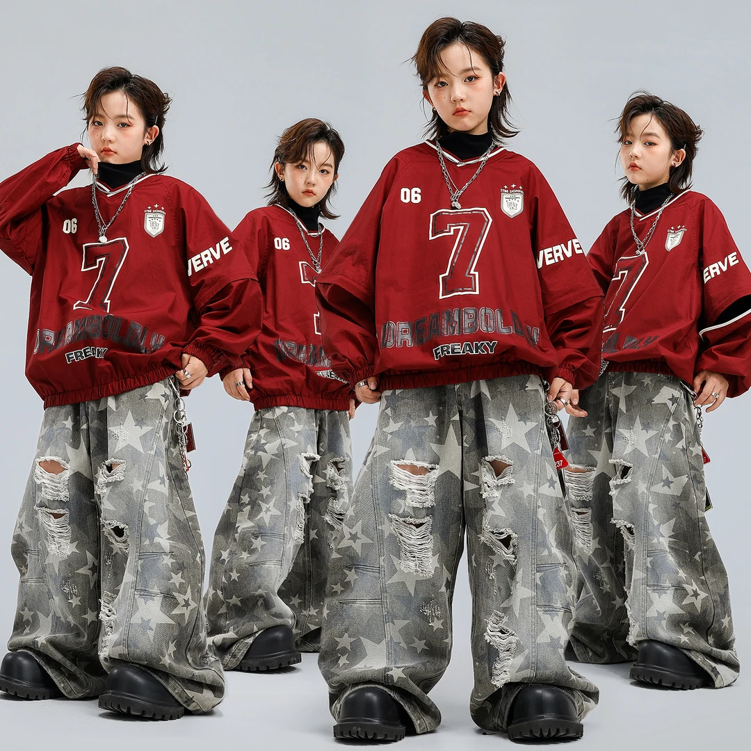 街舞儿童潮服元旦男童嘻哈演出服架子鼓女童爵士舞服装少儿表演服