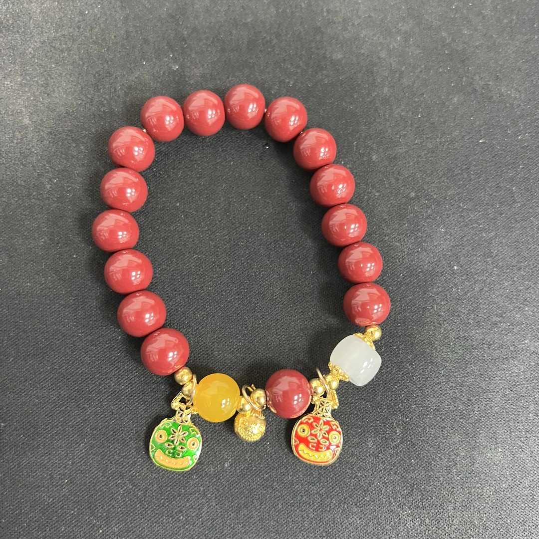 天然辰砂YW100精品手串（无礼盒）