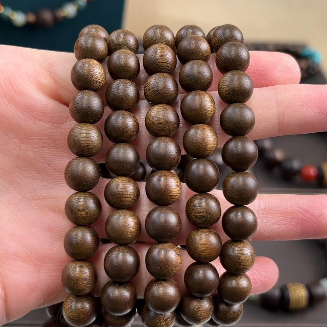 沉香手串8mm108颗海南莺歌绿奇楠沉水级