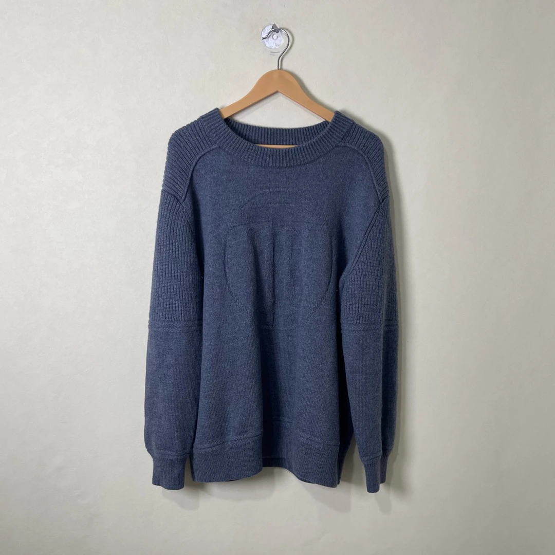99新 BURBERRY/博柏利 徽标logo专属标识图案压花针织衫男 L码