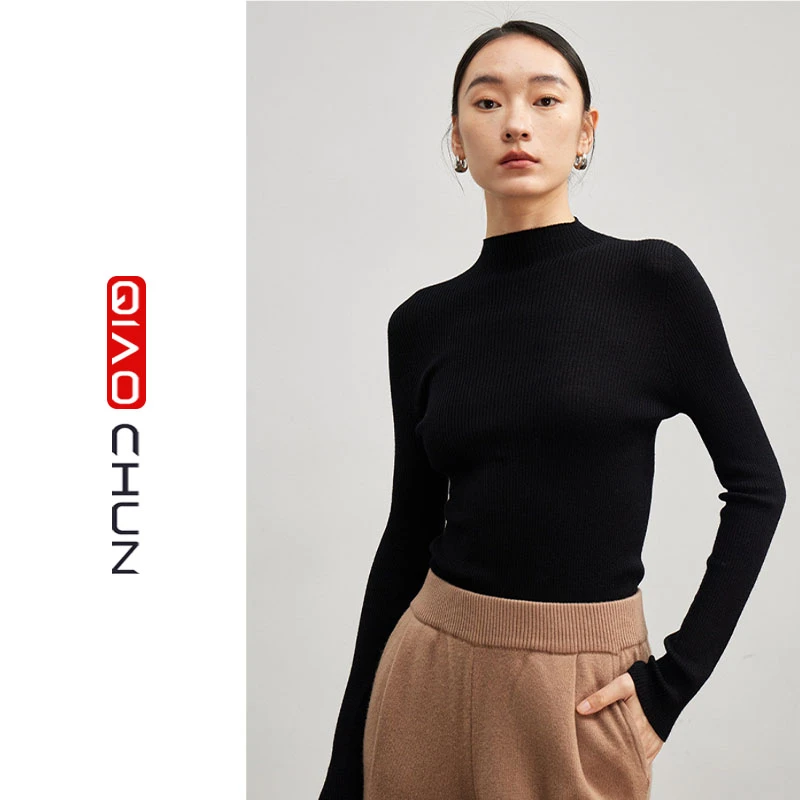 新品首发-半高领纯色羊毛打底衫#DD