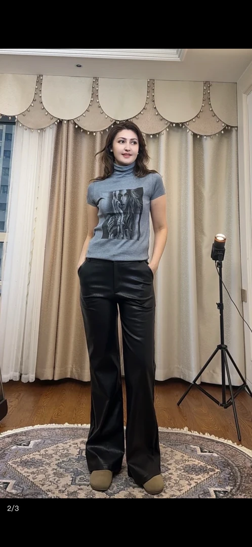 皮裤女2024新款直筒显瘦休闲裤软软PU皮个性宽松阔腿裤