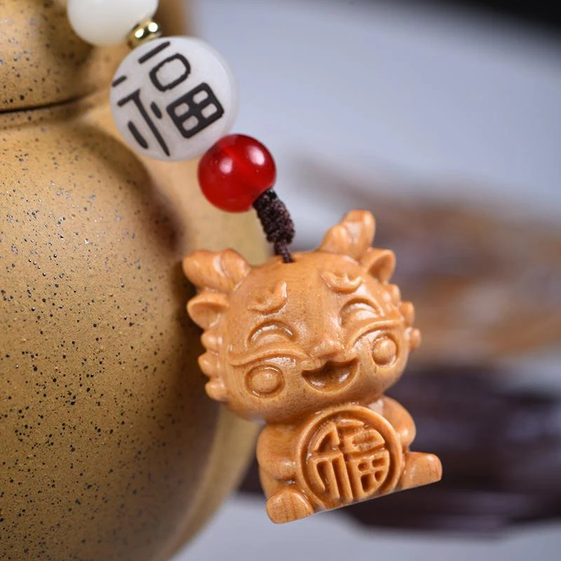 非洲紫檀木檀香木龙宝钥匙扣汽车钥匙扣男黑檀小挂件木质挂饰