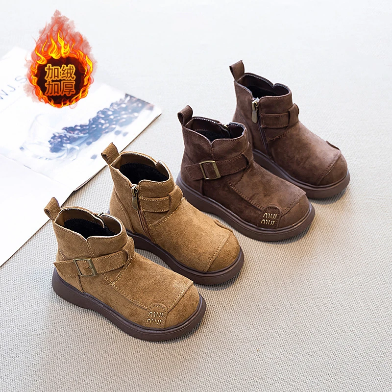 ABC儿童软底靴子女童小短靴2026新款秋冬女宝马丁靴洋气女孩百搭