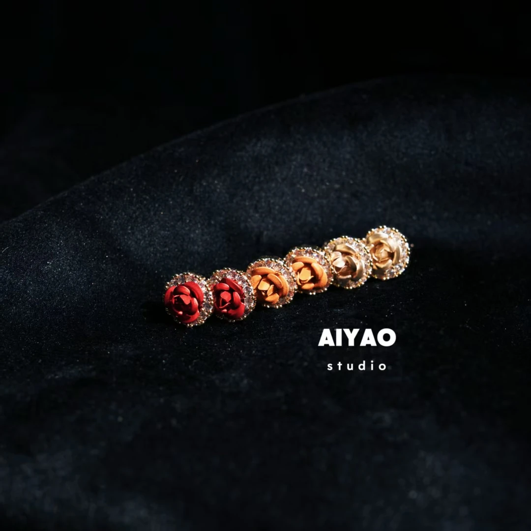 合金耳饰 【AIYAO】玫瑰花耳钉B36