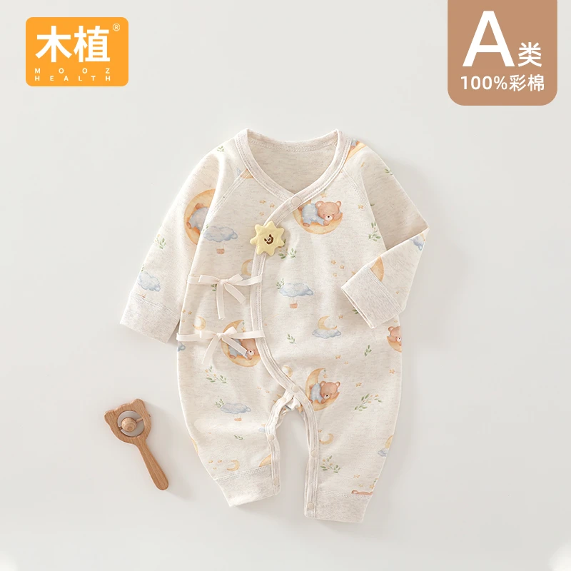 木植彩棉蝴蝶衣连体衣2025新款新生儿婴幼儿A类四季春秋款纯棉