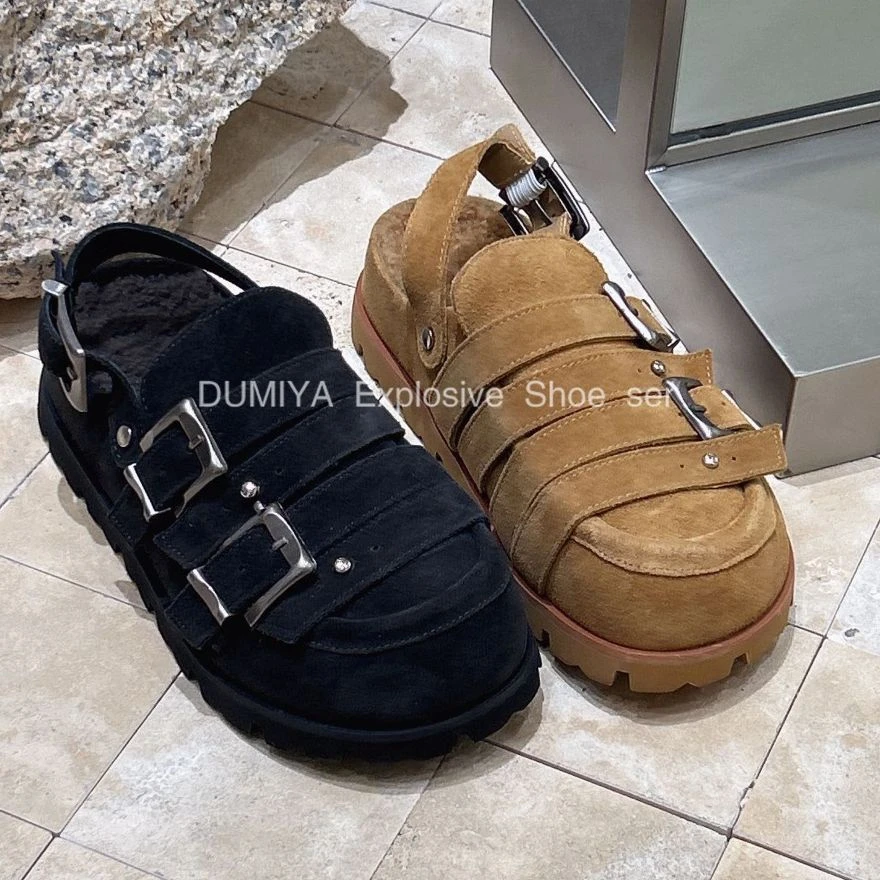 【广州唯品】秋季新款磨砂金属扣休闲百搭包头半拖D8797185A