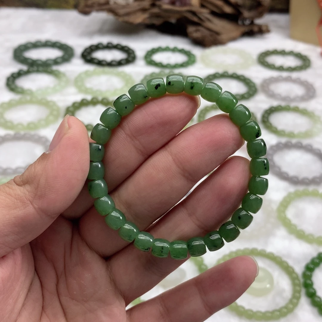 和田玉未镶嵌手串（直切猕猴桃碧玉7）