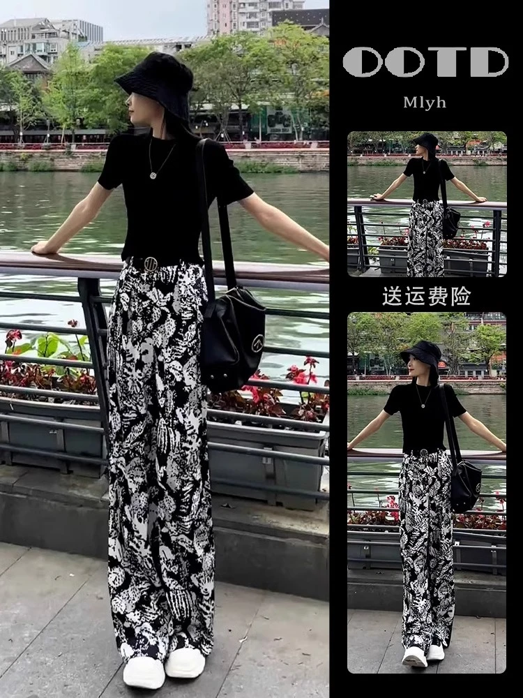 夏装搭配一整套时尚松弛感穿搭夏天减龄洋气休闲阔腿裤两件套装女