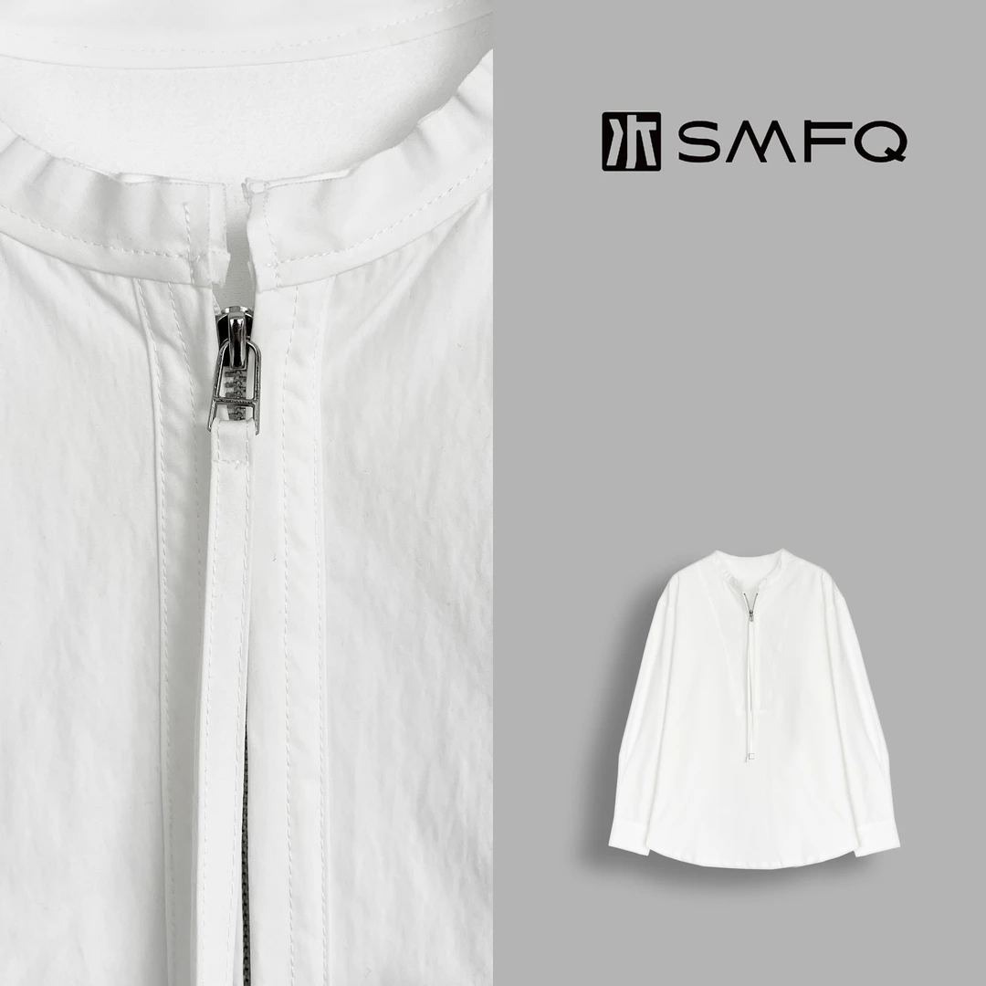 水木夫妻”白露为霜“法式优雅早春半拉链衬衫百搭上衣