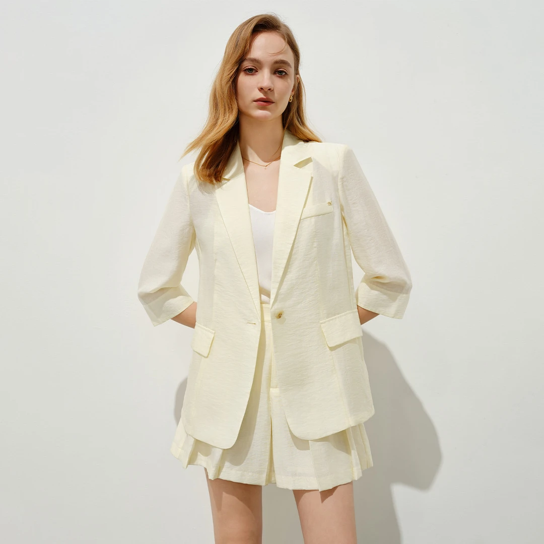 【羊羊专属】莱赛尔天丝西装外套女夏季2024优雅通勤轻薄西服