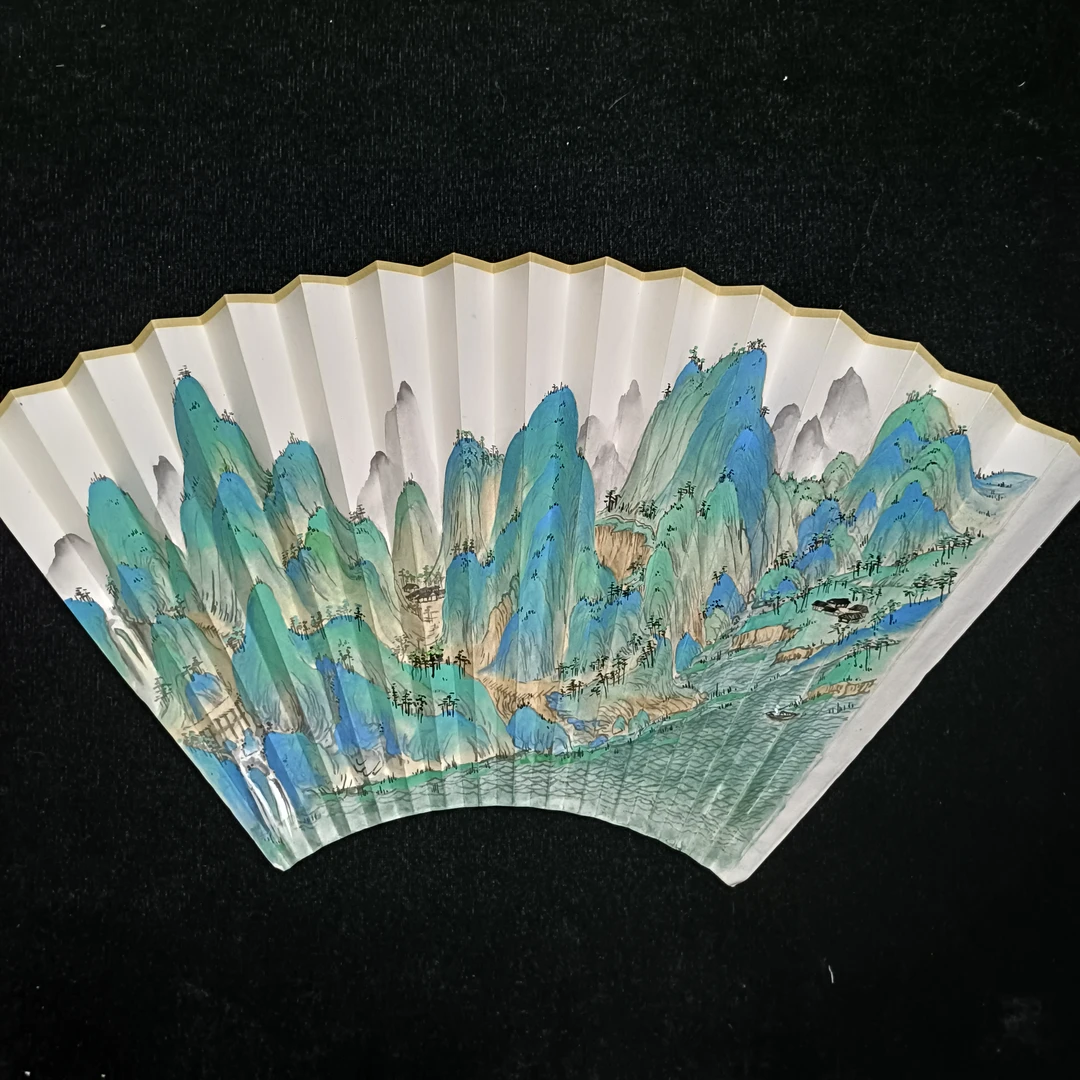 苏工折扇扇面珠光色千里江山图95/16/2.0
