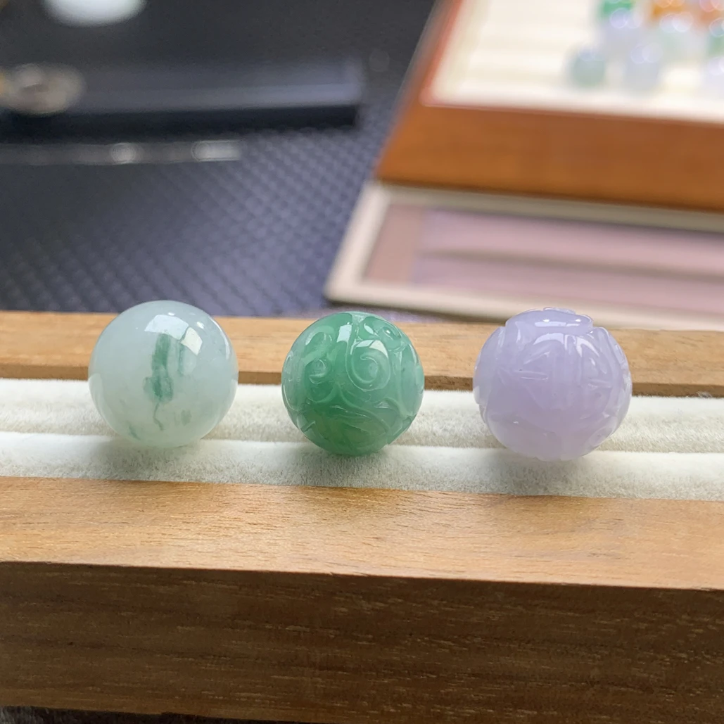 天然缅甸翡翠a货-特色圆珠散珠 多样性选一颗发