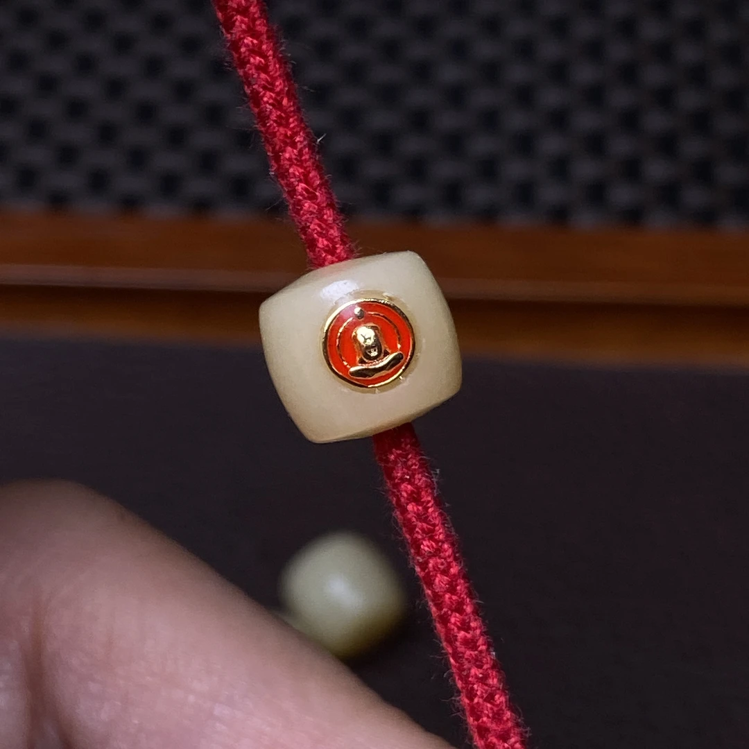 牦牛骨原生态油黄润透镶嵌珠子手机链