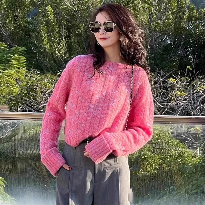 【商场同款】圆领针织衫早春新款百搭减龄马卡龙套头毛衣女5399621