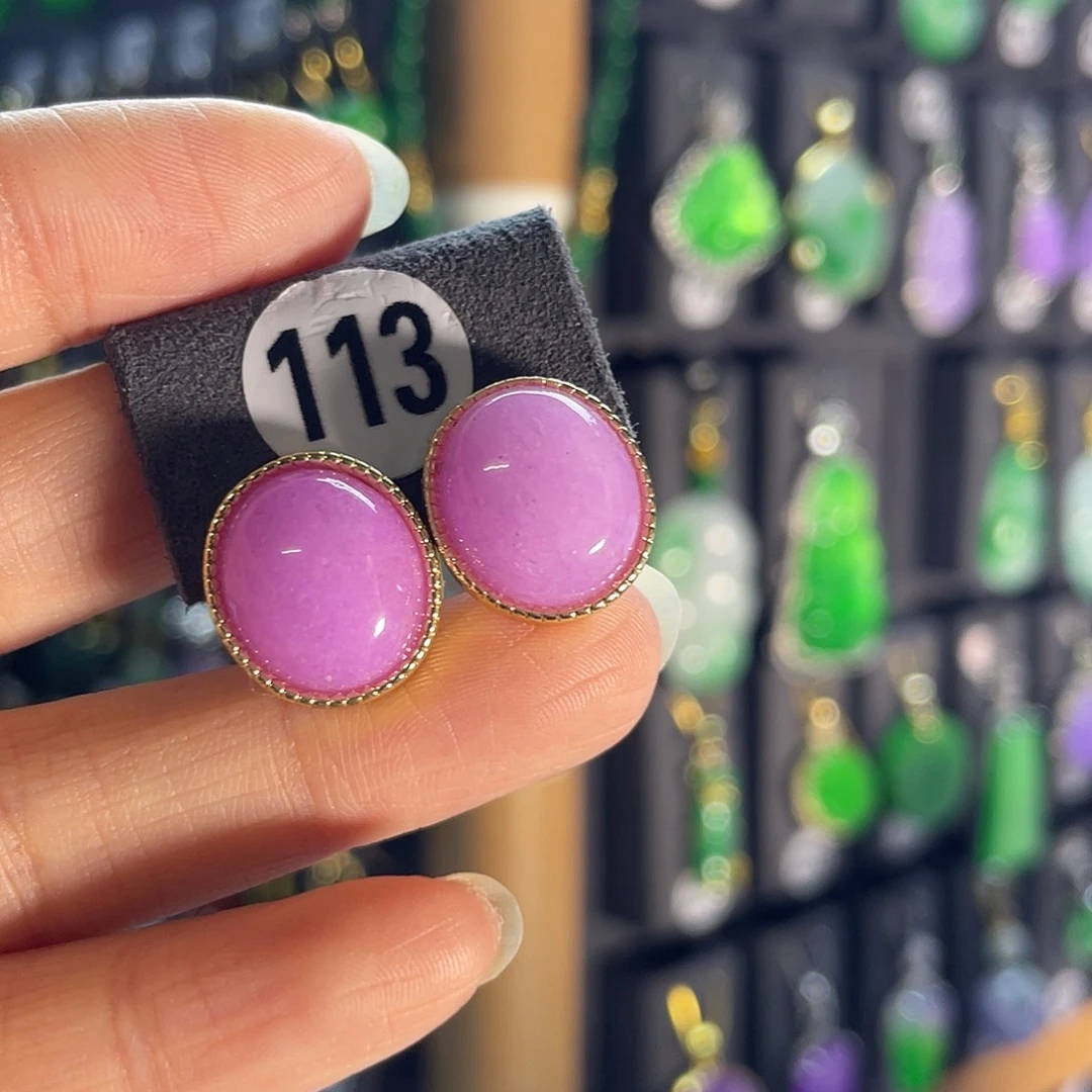 翡翠银S925镶嵌耳饰113