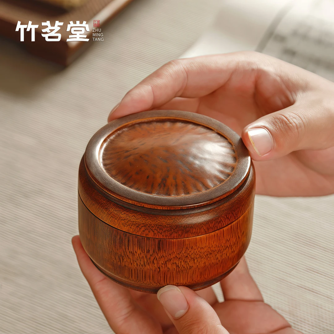 大漆手工竹茶叶罐茶叶包装罐密封防潮小竹筒竹节竹罐茶叶包装盒子