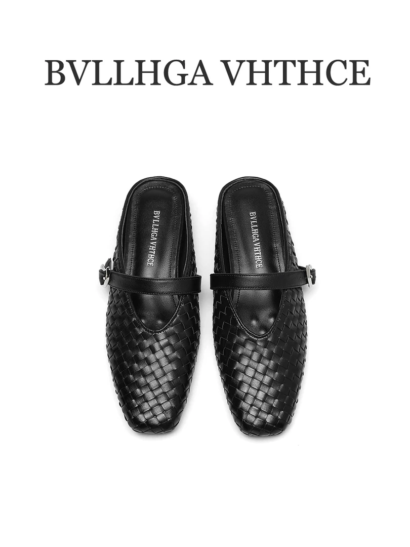 BVLLHGA VHTHCE  新款手工编织胎牛真皮时尚百搭半拖女鞋 998