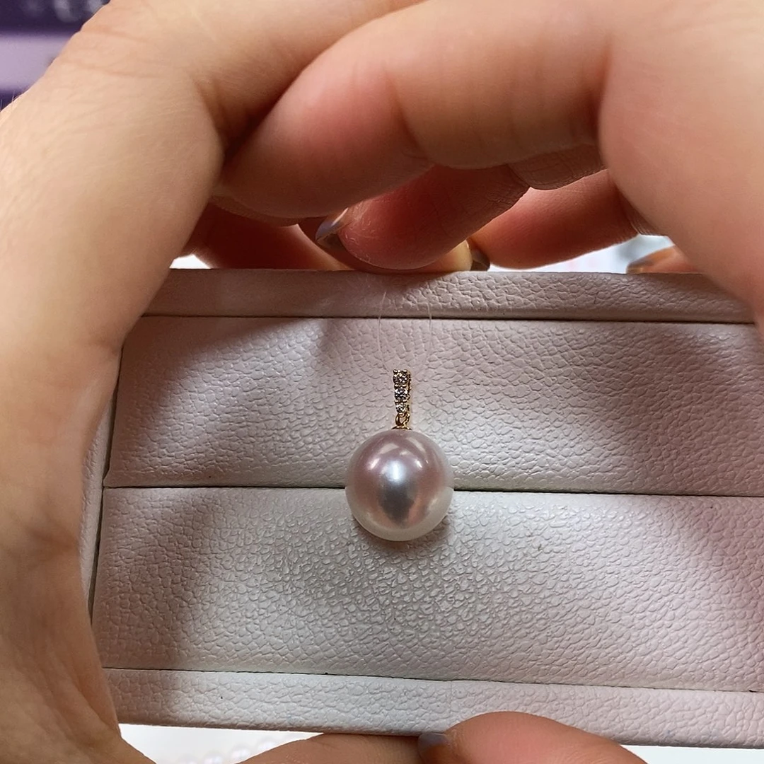 海水珍珠吊坠(不含链)18K金镶嵌12.5m冷光澳白吊坠（维纳斯品质）