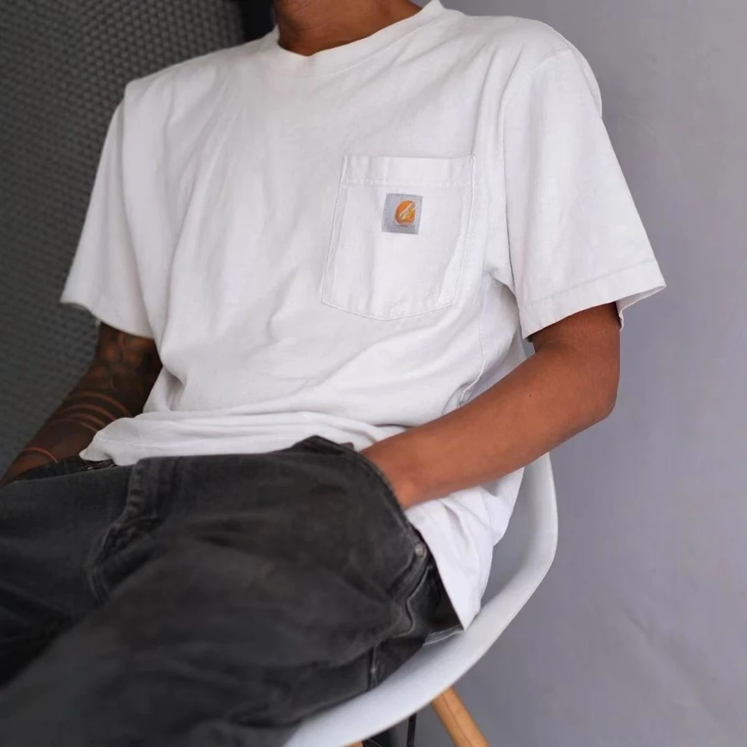 (北美销量王)K87经典口袋T恤情侣时尚宽松工装户外打底短袖