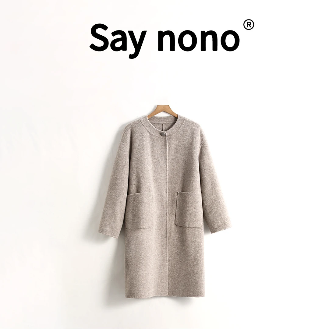 懒猫nono│Saynono 古堡黄昏＿圆领直筒长款羊驼双面呢大衣/SYMM003