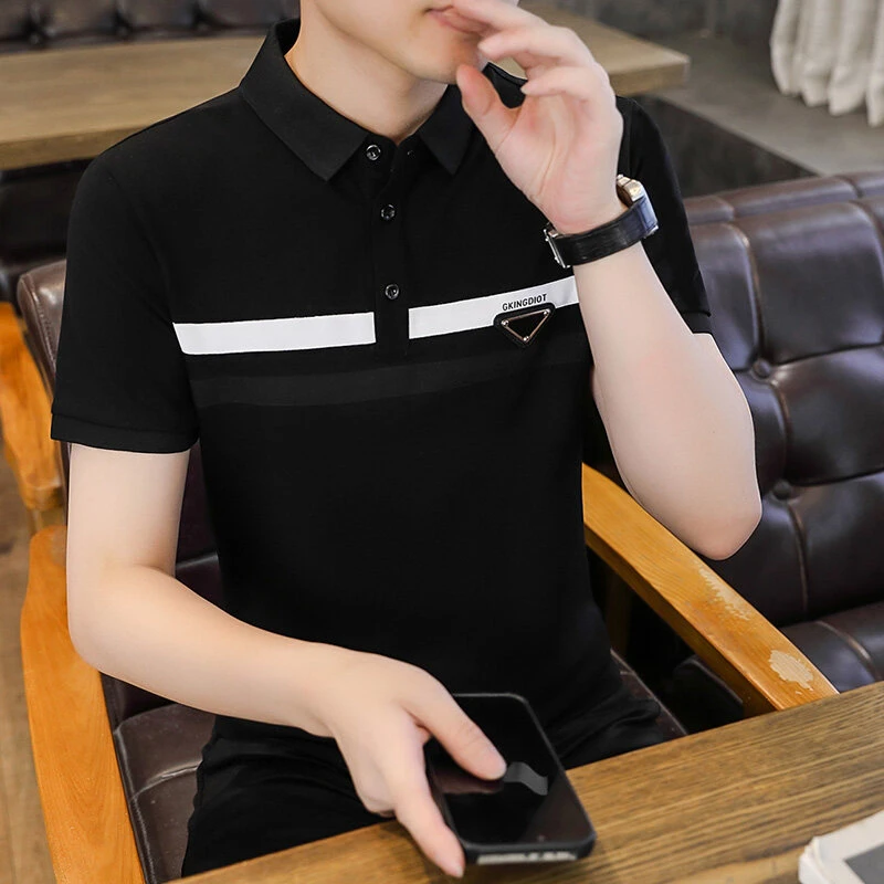 男士翻领短袖T恤夏季新款时尚潮流休闲Polo衫帅气百搭潮牌半袖t恤