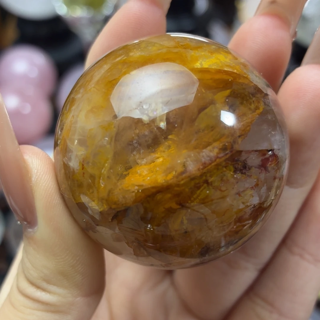 珠宝半成品未镶嵌紫晶黄胶花4.60cm