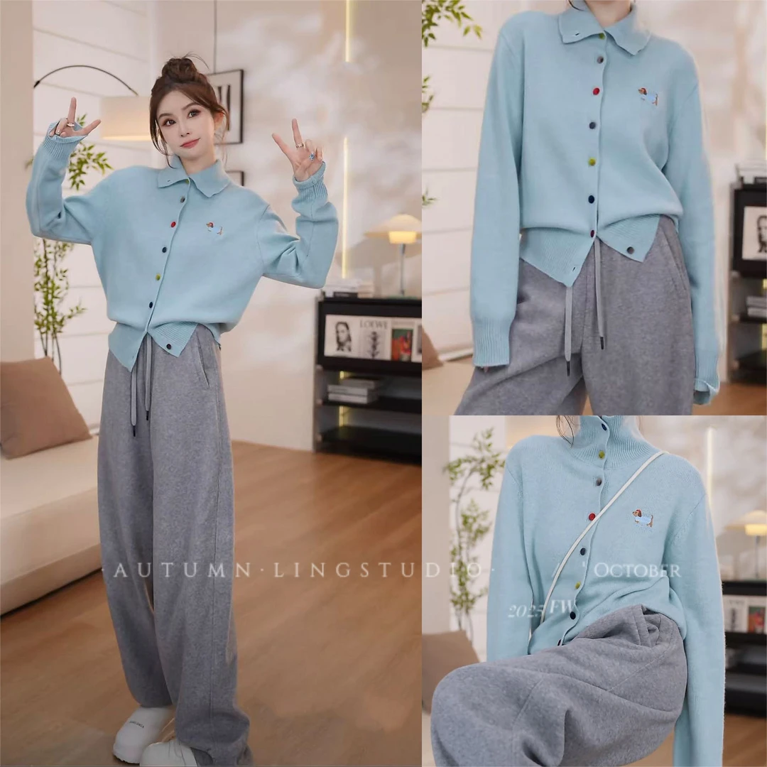 LING/STUDIO『​短腿日记』绵羊毛秋冬百搭时尚高领毛衣开衫5102308