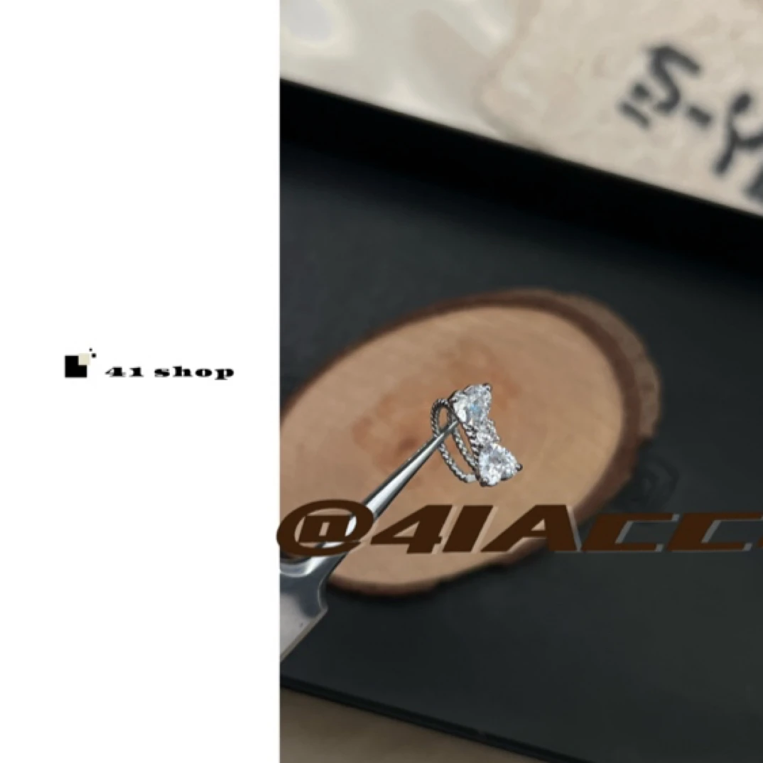 铜合金合成锆石耳饰 A779 蝴蝶结锆石双层麻花耳骨夹（单只）耳夹