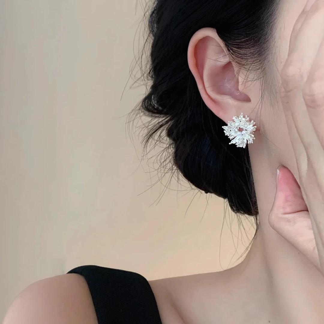 合金耳饰 c-467韩系太阳花几何气质耳钉