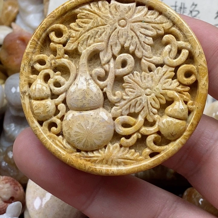 颈饰未镶嵌硅化珊瑚（珊瑚玉）