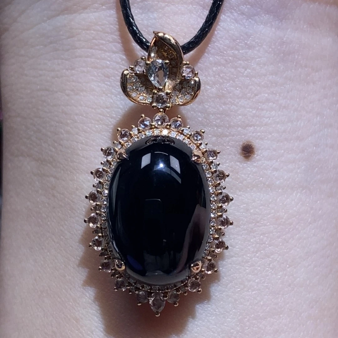 吊坠(不含链)18K金镶嵌翡翠