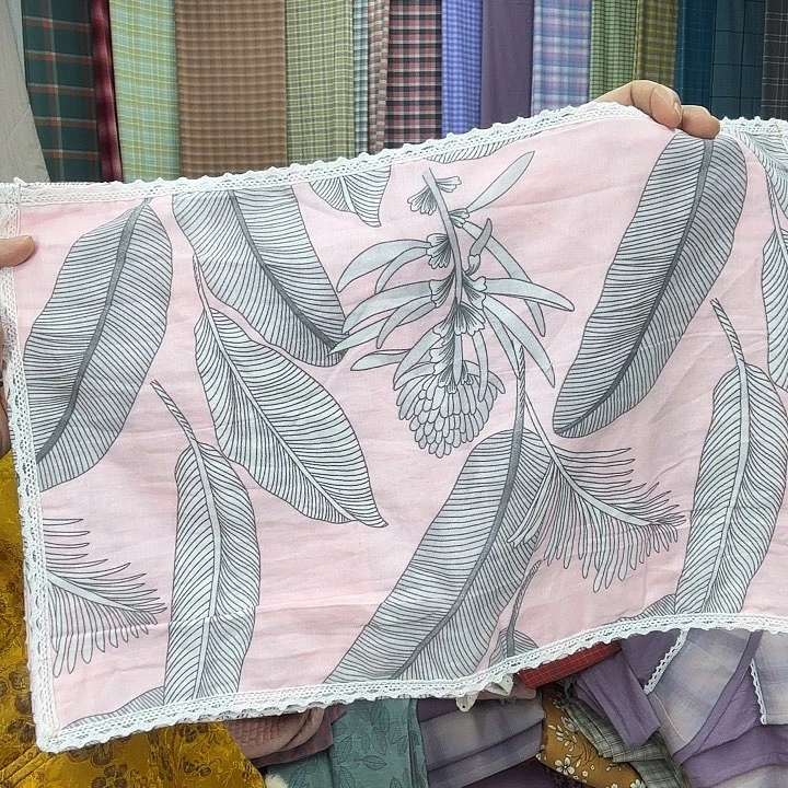 棉28×45左右枕套印染双层纱
