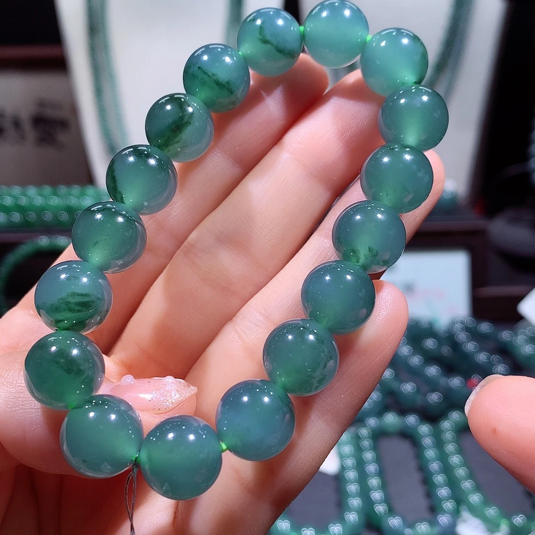 削***梨翡翠未镶嵌手链天然a货翡翠手串