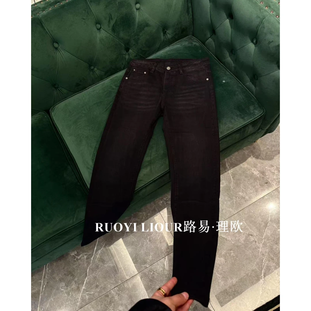 【路易理欧】欧货时尚潮流街头纯色休闲百搭男士牛仔裤6036