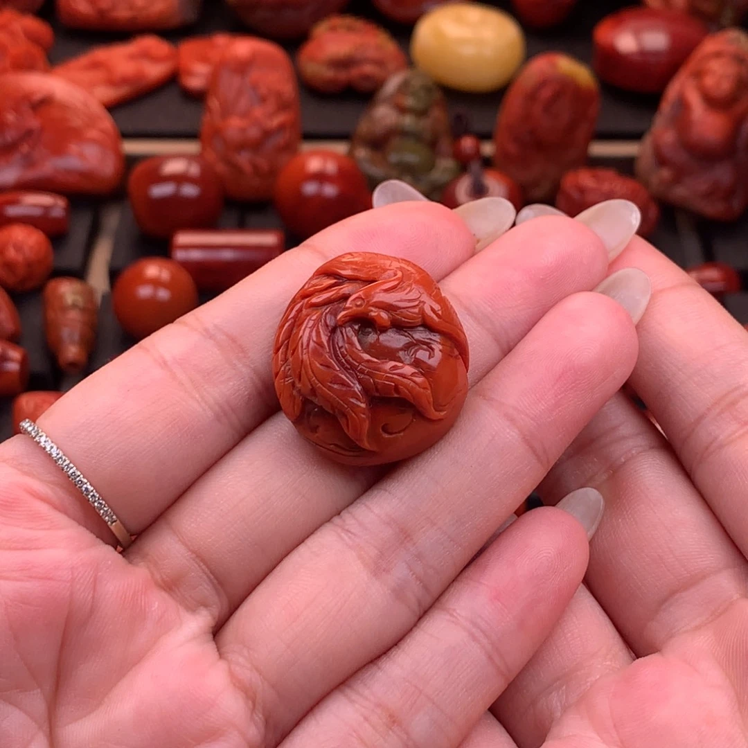南红玛瑙未镶嵌凤凰吊坠24.5mm