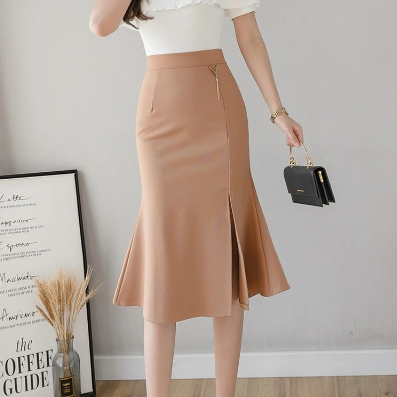 时尚包臀裙新款女职业修身高腰侧开叉中长裙气质显瘦不规则鱼尾裙