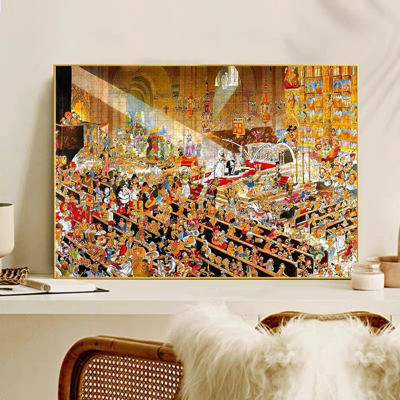 风景治愈解压木质拼图1000片-300片桌面拼接玩具可装裱相框