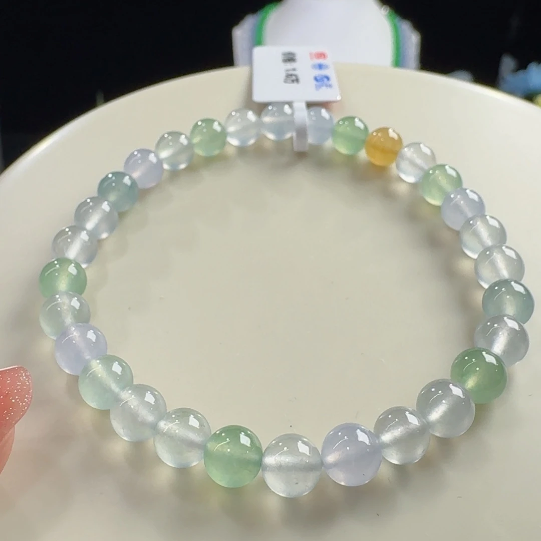 翡翠未镶嵌手链高冰马卡龙多宝单圈卡6mm