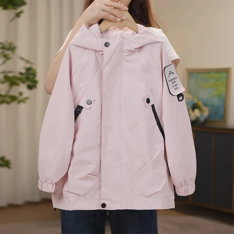 女童秋季外套2025秋季新款小女孩时尚休闲连帽中大童外套Q13803