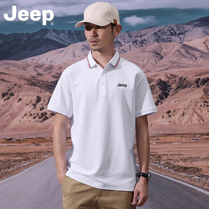 Jeep吉普官方正品短袖t恤男2025夏款桑蚕丝半袖polo衫高级感男装