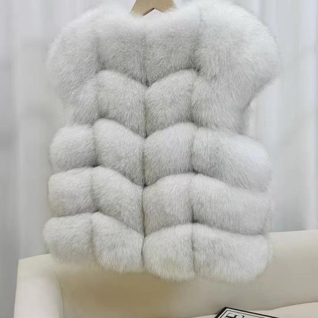 狐狸真毛短新款皮草马甲年轻外套背心时尚韩版面包块厚实高端厚实