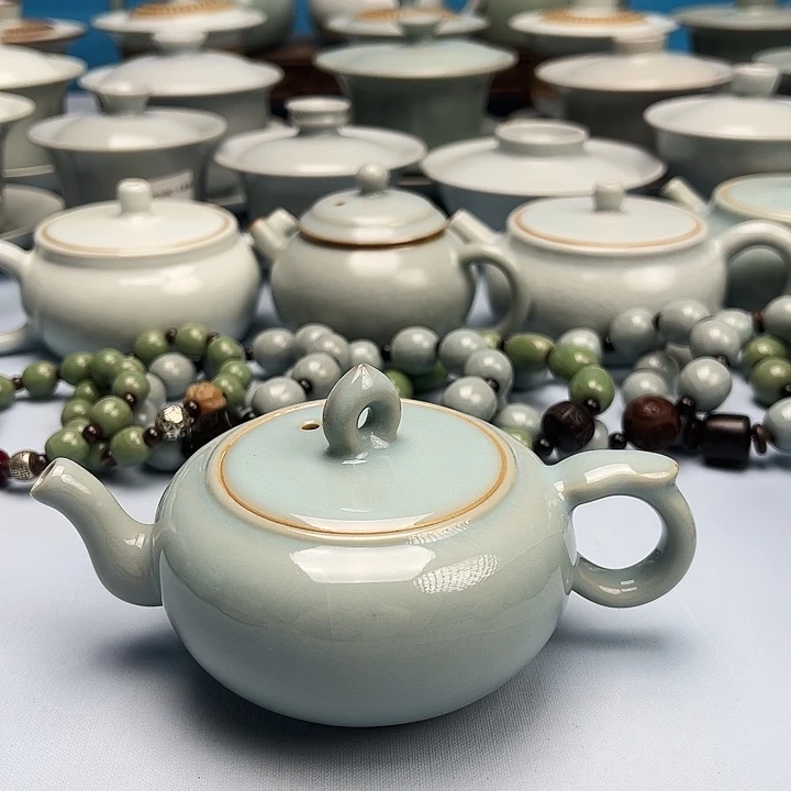 杯天青微蓝釉井栏壶原矿原釉原产地