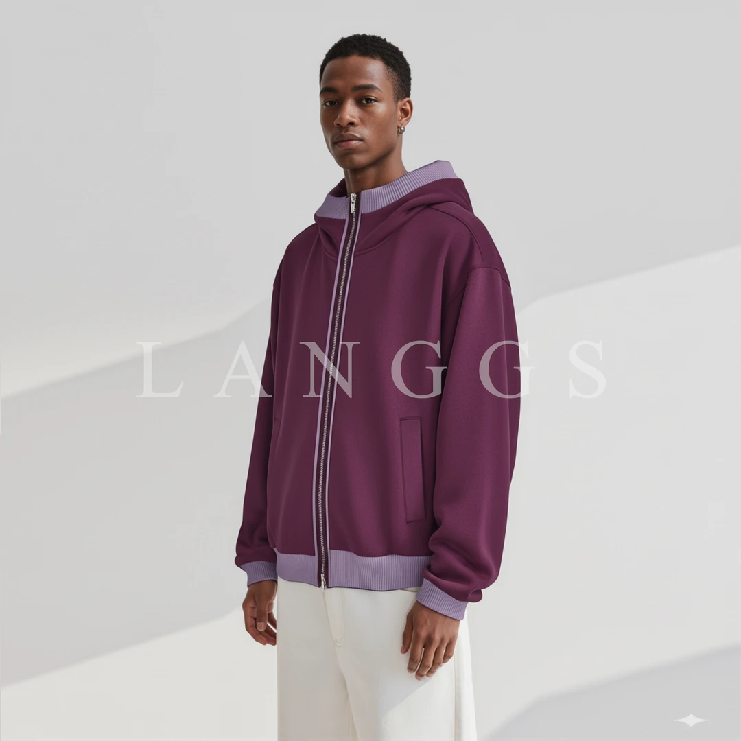 LANGGS&鸣谷 25秋季高棉感高克重连帽卫衣-FW5420