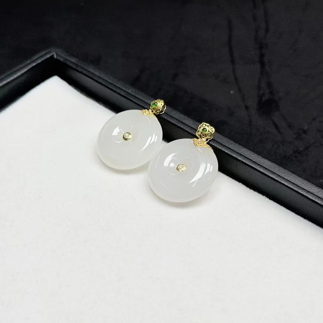 【睿泽赏宝】18K和田玉平安扣吊坠有瑕/多样性发一25*6KL0010567