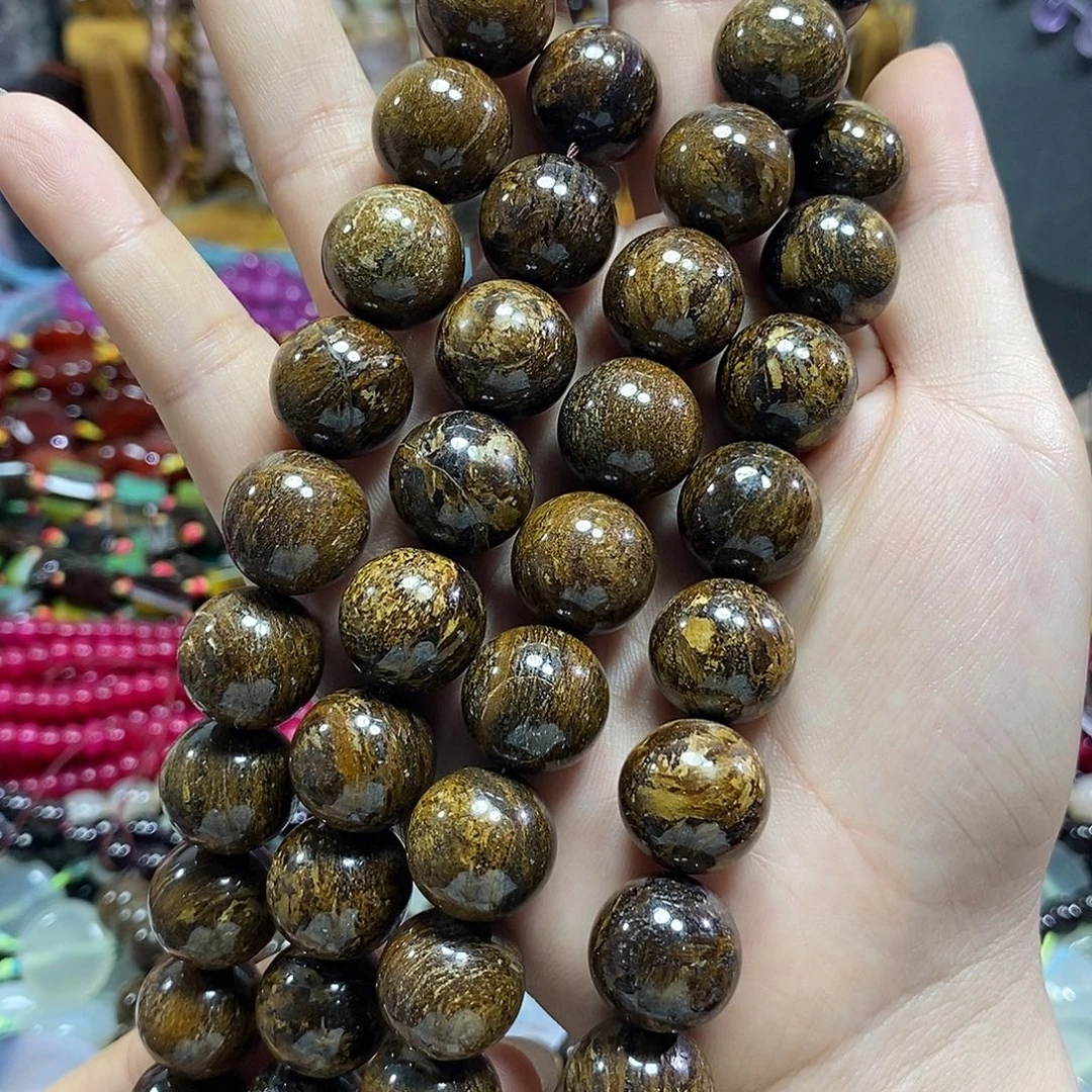 玛瑙/玉髓未镶嵌珠宝半成品古铜辉一条卡16mm